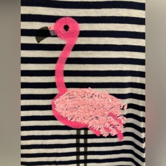 J.Crew Embellished Flamingo Preppy Mod Boho Kitschy Collector Tee Striped - Picture 2 of 5